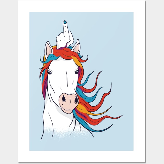 Unicorn Middle Finger Wall Art by TomCage